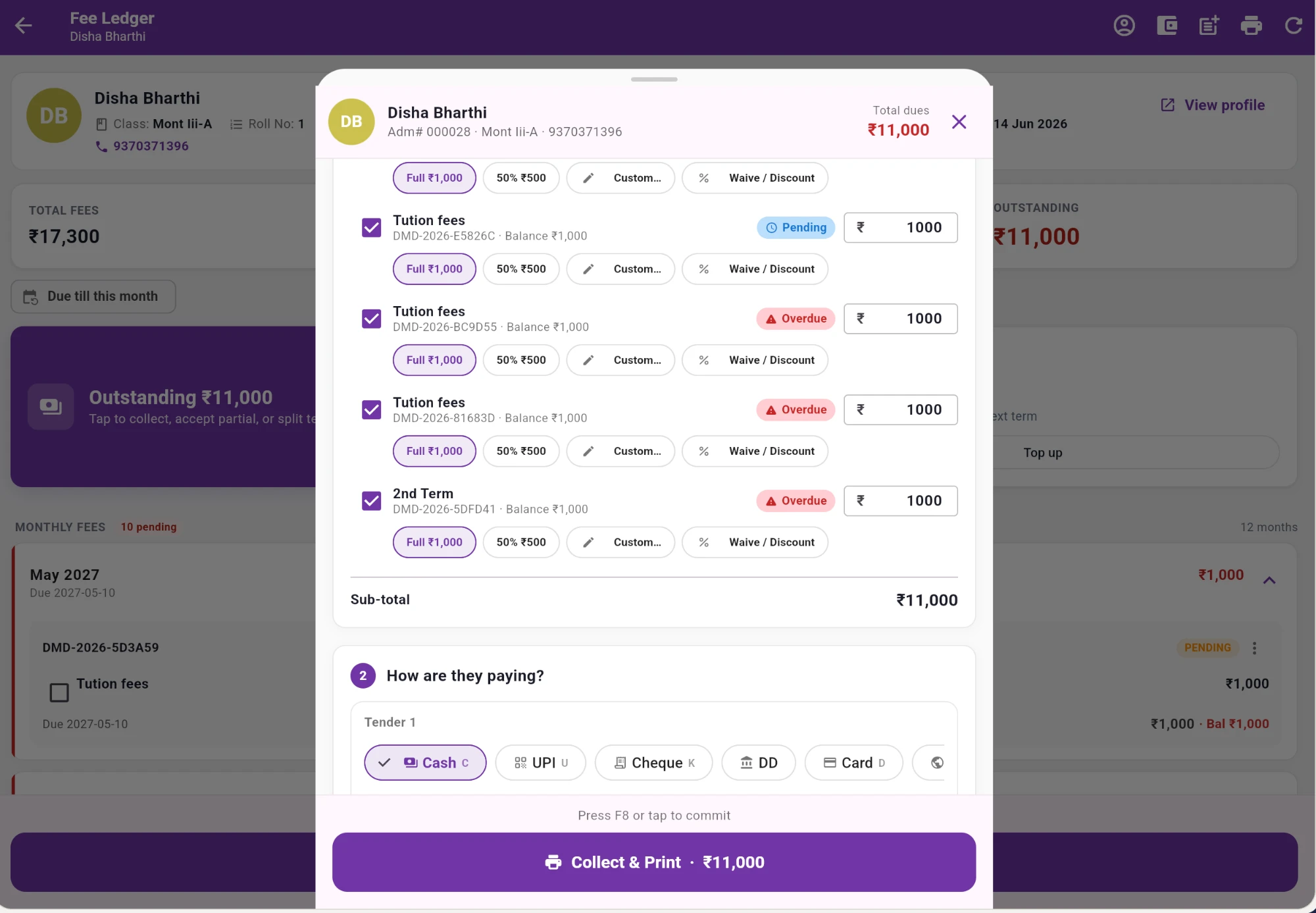 School Fee Management Software India 2026 — Online UPI Payment, Receipt & Defaulter Tracking — EduGradUP
